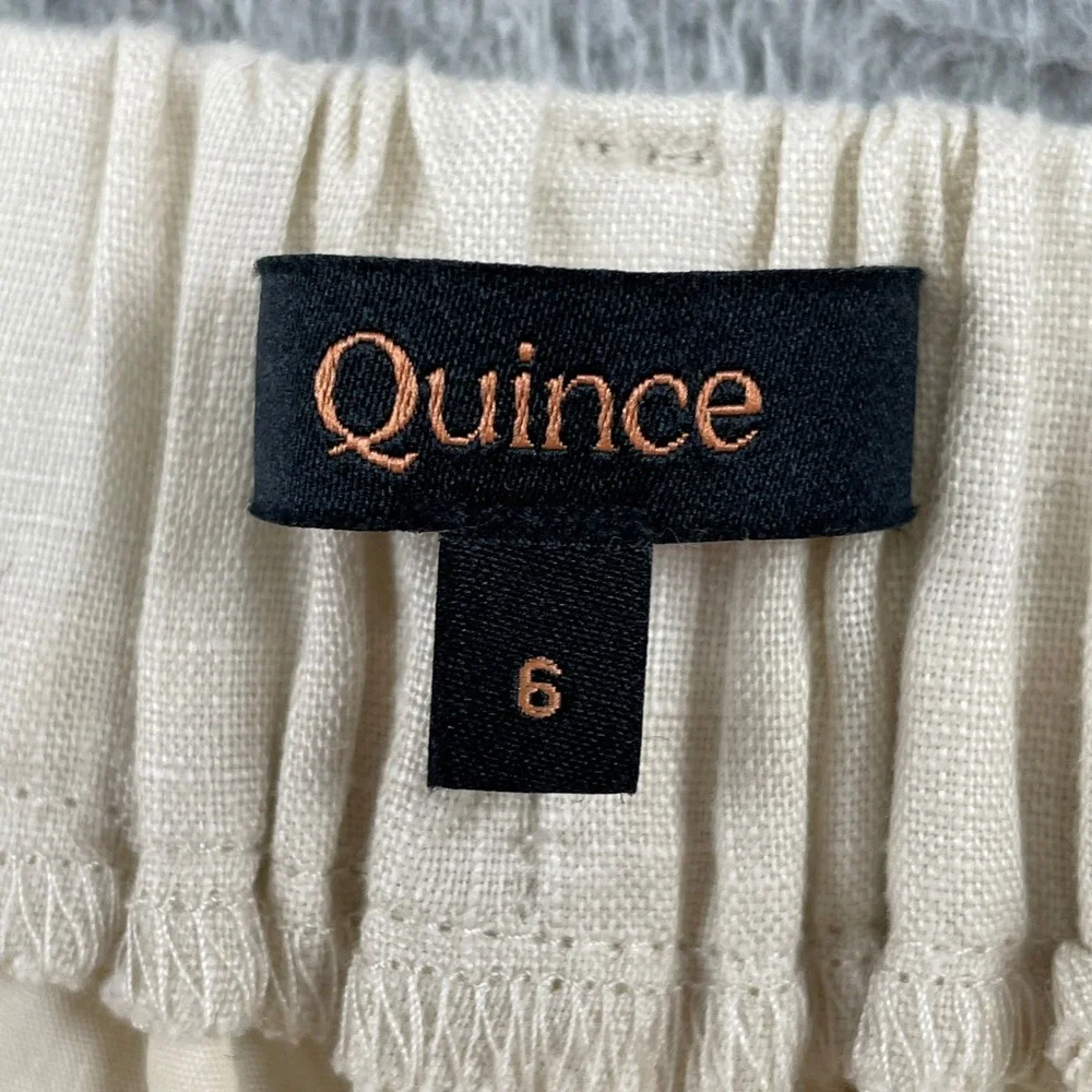 Quince Trouser Womens 6 Sand European Linen Pleated Straight Leg Pants